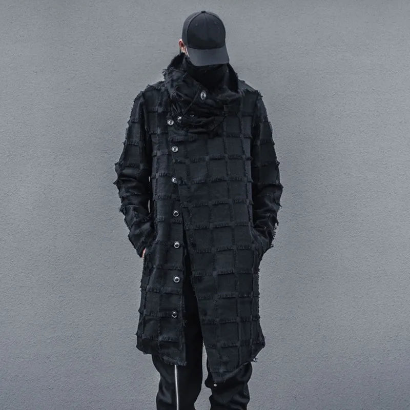 Mist Black Turtleneck Gothic Coat , - Streetwear Coat - Slick Street