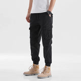 Drawstring Multi Pockets Cargo Pants XXS, Black - Streetwear Pants - Slick Street