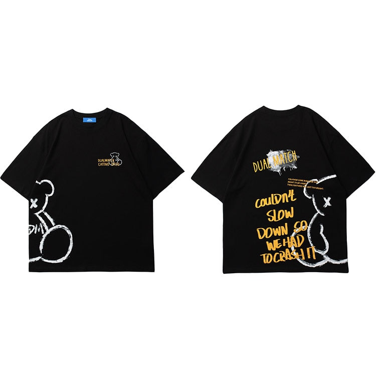 DM CATTIVO ORSO X-Eyed Bear T-Shirt Black, S - Streetwear T-Shirt - Slick Street