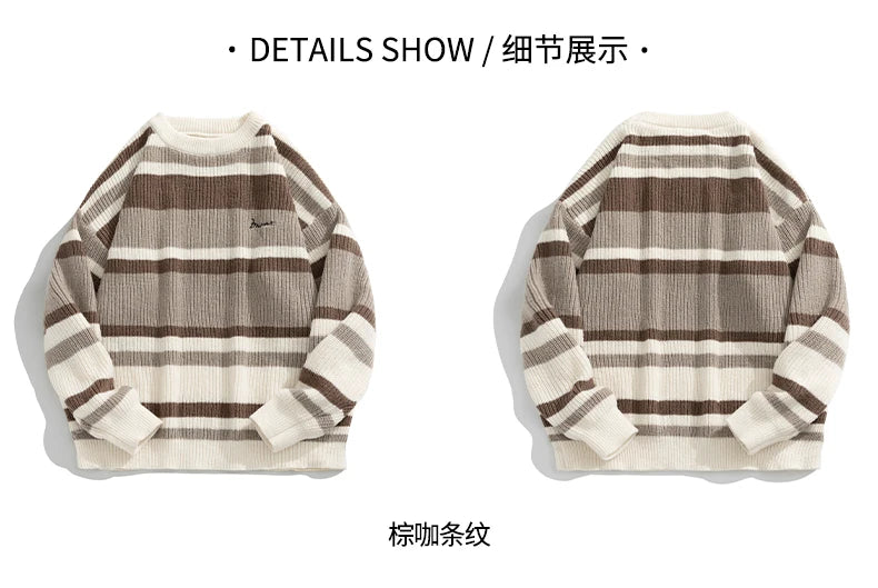 Stripe Embroidery Crochet Sweater ,  - Streetwear Sweater - Slick Street