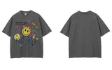 Keep Smile Graffiti Emoji Design T-Shirt Dark Gray, M - Streetwear T-Shirts - Slick Street