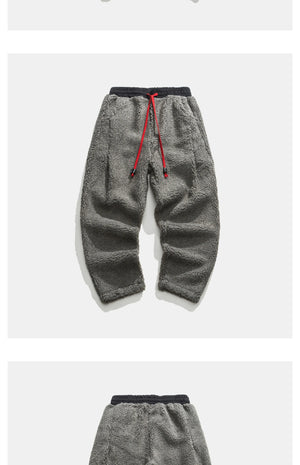 Solid Color Drawstring Fleece Pants , - Streetwear Pant - Slick Street