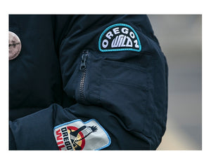 OREGON WILD Rock Patches Bomber Jacket ,  - Streetwear Jacket - Slick Street