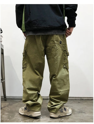 Tactical Straight Leg Elastic Waist Pants , - Streetwear Pants - Slick Street