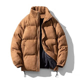 Solid Color Puff Sleeves Bubble Jacket Brown, XXS - Streetwear Jacket - Slick Street