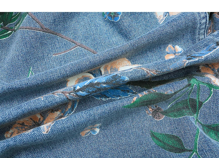Vintage Floral Abstract Art Denim Jacket , - Streetwear Jacket - Slick Street