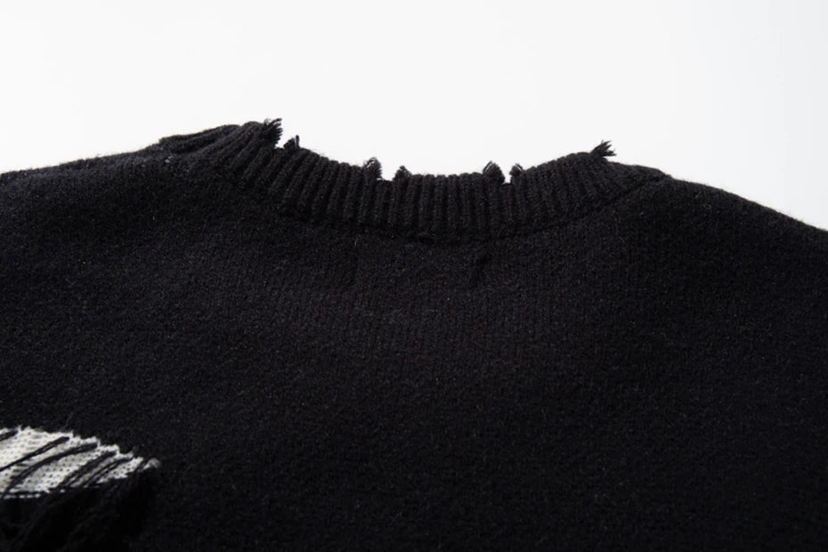 Skull Star Knitted Sweatshirt , - Streetwear Sweatshirts - Slick Street