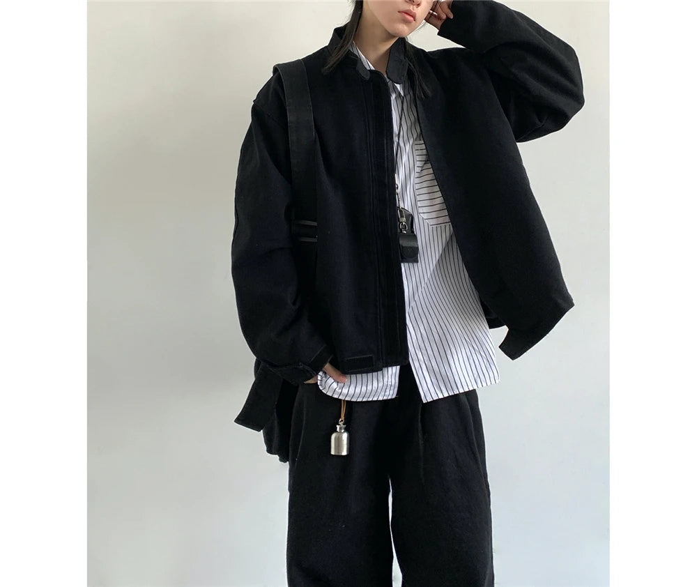 Plain Color Cropped Jacket , - Streetwear Jacket - Slick Street