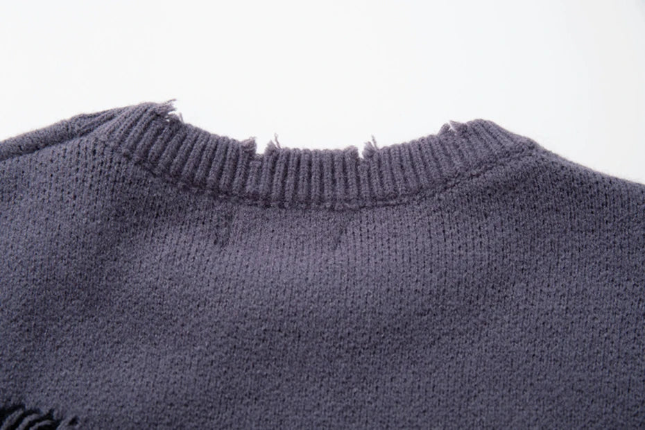 Skull Star Knitted Sweatshirt , - Streetwear Sweatshirts - Slick Street