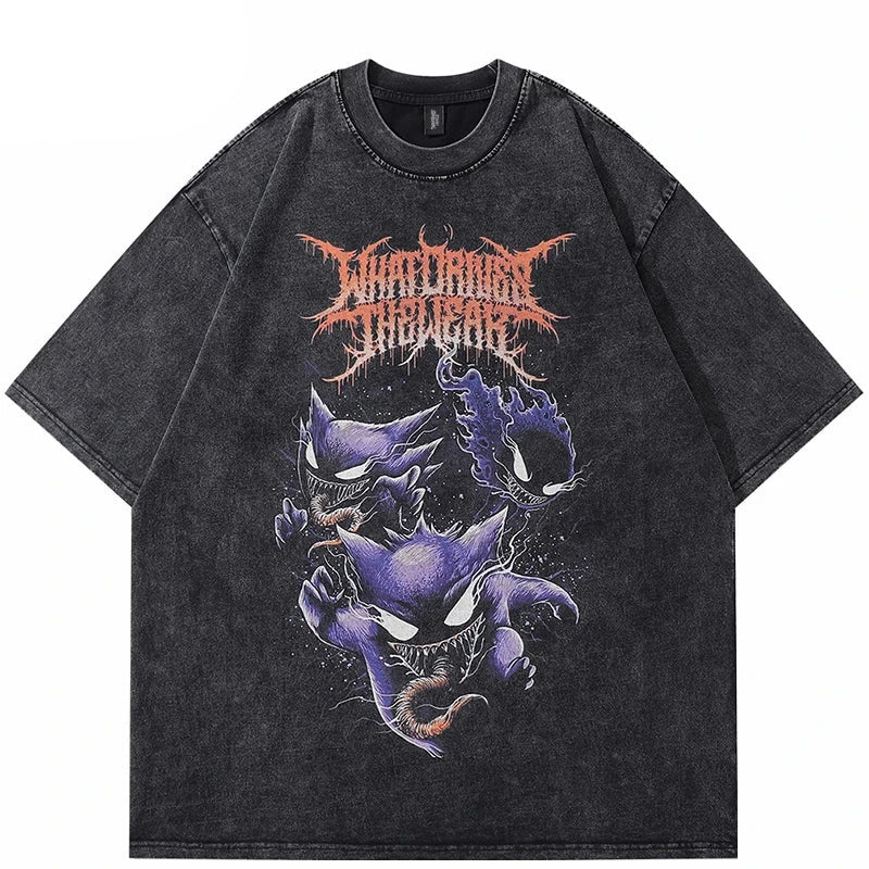 Y2K Black Color Devil Theme T-Shirt ,  - Streetwear T-Shirt - Slick Street