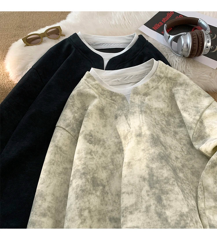 Fake Two Piece Tie-Dye Sweatshirt , - Streetwear Sweatshirt - Slick Street