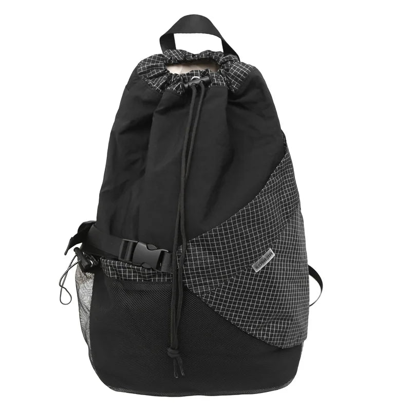 Two Tone Drawstring Backpack Black, - Streetwear Bag - Slick Street