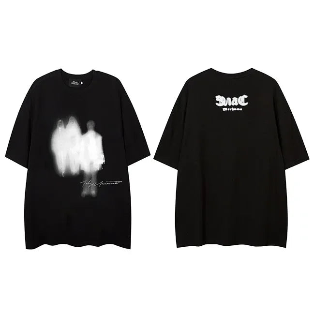 Twinkling Shadow People Graphic T-Shirt Black, S - Streetwear T-Shirt - Slick Street