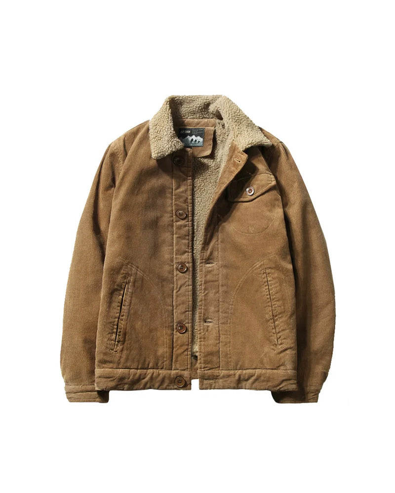 Corduroy Button Up Fleece Jacket