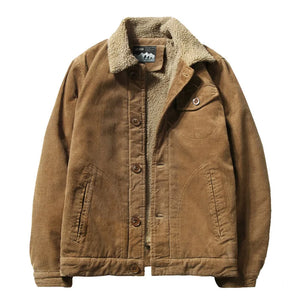 Corduroy Button Up Fleece Jacket , - Streetwear Jacket - Slick Street