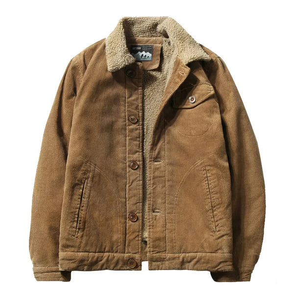 Corduroy Button Up Fleece Jacket , - Streetwear - Slick Street