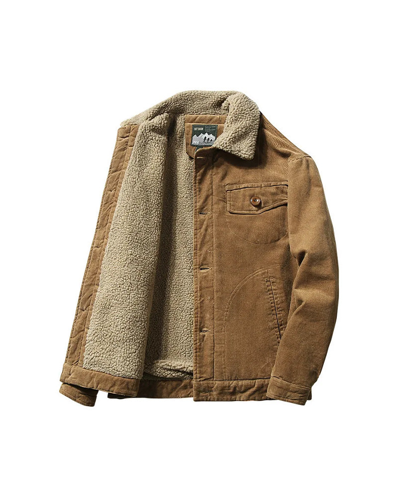 Corduroy Button Up Fleece Jacket