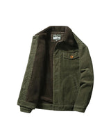 Corduroy Button Up Fleece Jacket green, XS - Streetwear Jacket - Slick Street