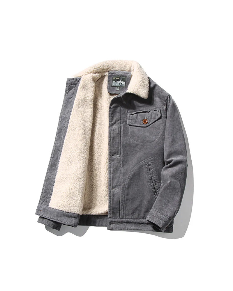 Corduroy Button Up Fleece Jacket