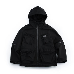 STFK Multi Pocket Zipper Cargo Hoodie Black, XS - Streetwear Hoodie - Slick Street