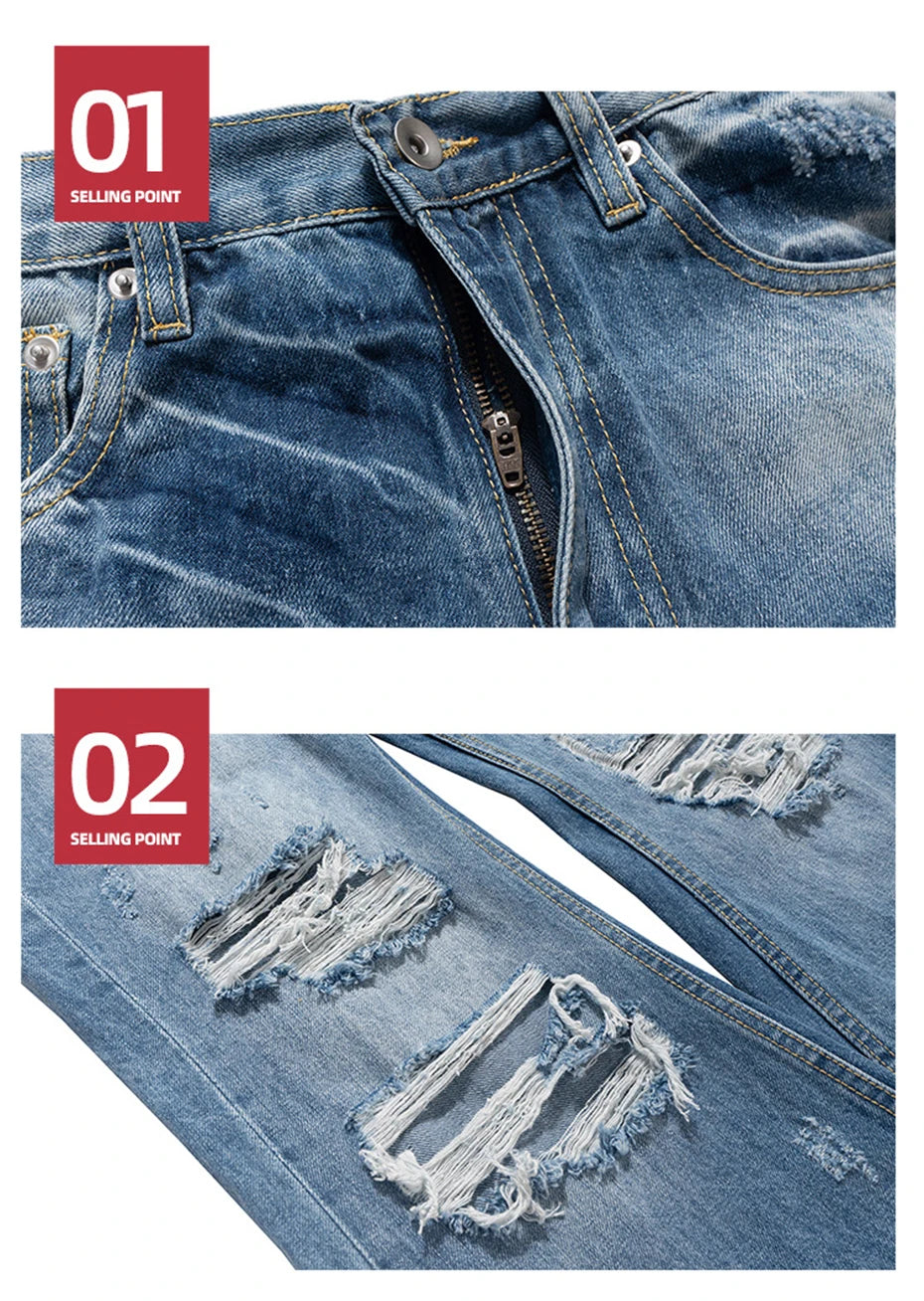 Distressed KP26 Baggy Flared Jeans , - Streetwear Jeans - Slick Street