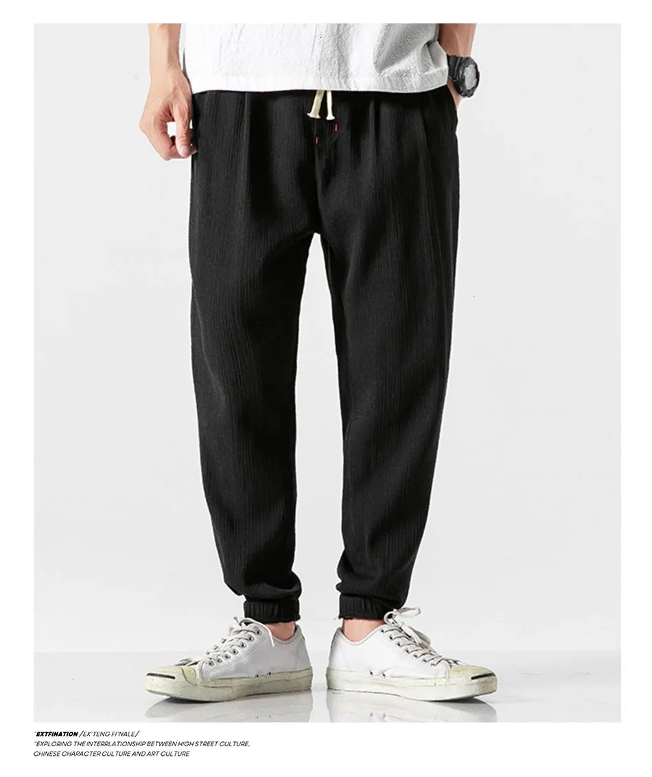 Drawstring Cropped Elastic Waist Casual Pants Black, M - Streetwear Pants - Slick Street