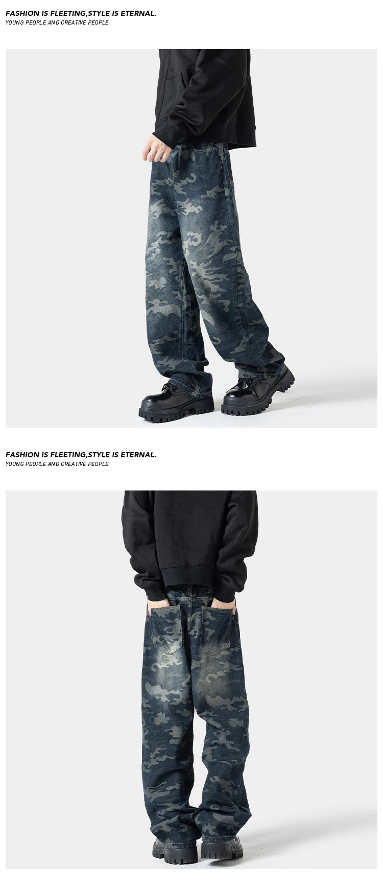 Camouflage Wide Leg Pants , - Streetwear Pants - Slick Street