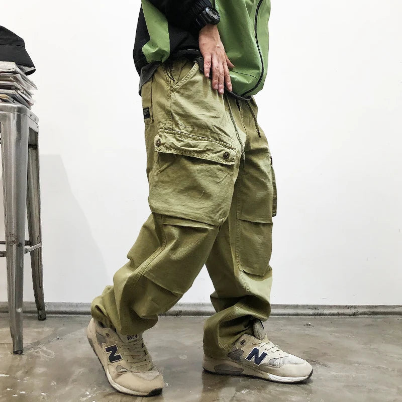 Tactical Straight Leg Elastic Waist Pants Army green, XXS - Streetwear Pants - Slick Street
