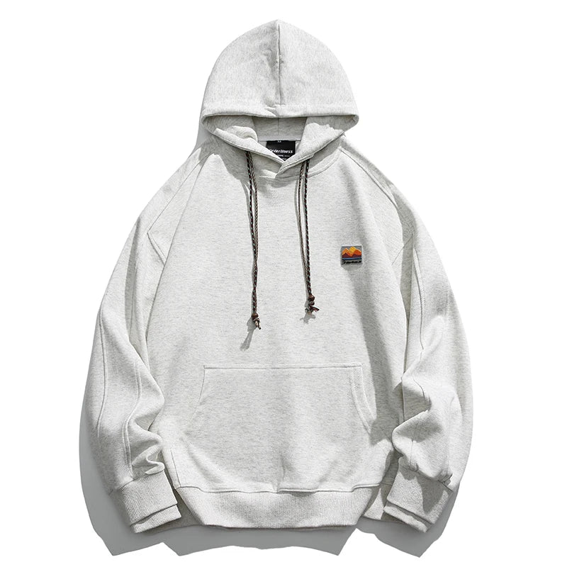 Plain Color Sunset Patchwork Hoodie Light Gray, XS - Streetwear Hoodie - Slick Street