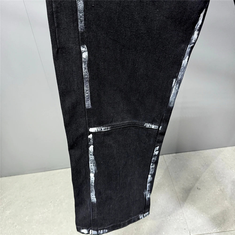 Ebony Black Splash Paint Style Pants , - Streetwear Pants - Slick Street