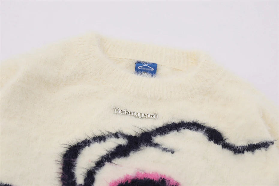 Star Spider Web Knitted Sweater , - Streetwear Sweater - Slick Street