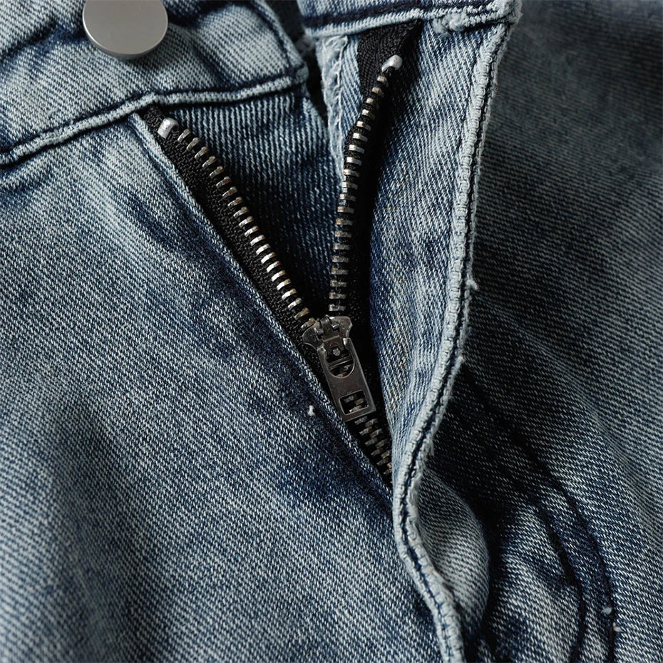 Denim Blue Ripped Baggy Pants , - Streetwear Pants - Slick Street