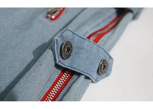 Red Striped Baggy Jeans , - Streetwear Jeans - Slick Street