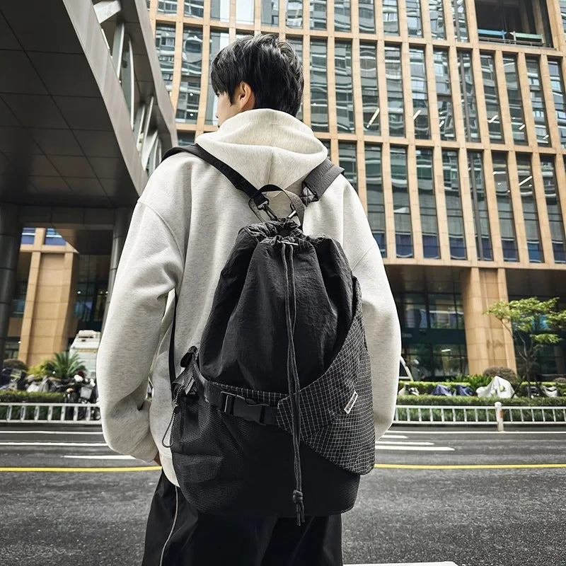 Two Tone Drawstring Backpack , - Streetwear Bag - Slick Street