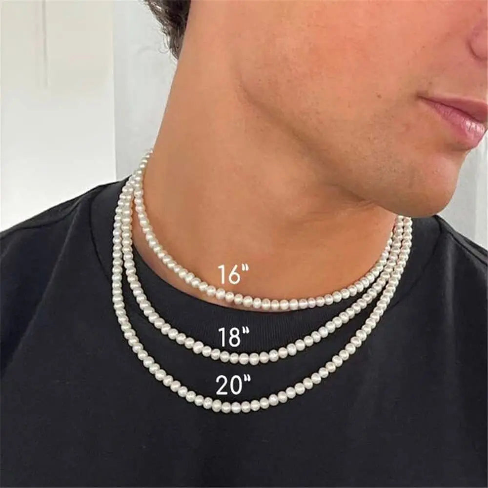 White Pearl Necklace ,  - Streetwear Necklace - Slick Street