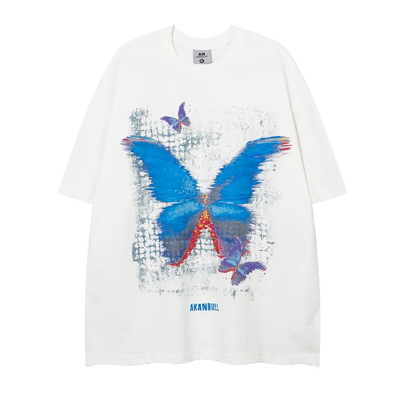 MATTER Blurry Butterfly Loose-Fit T-Shirt White, M - Streetwear T-Shirt - Slick Street