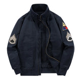 Patchwork Zipper Chief Bomber Jacket Dark Blue, M - Streetwear Jacket - Slick Street