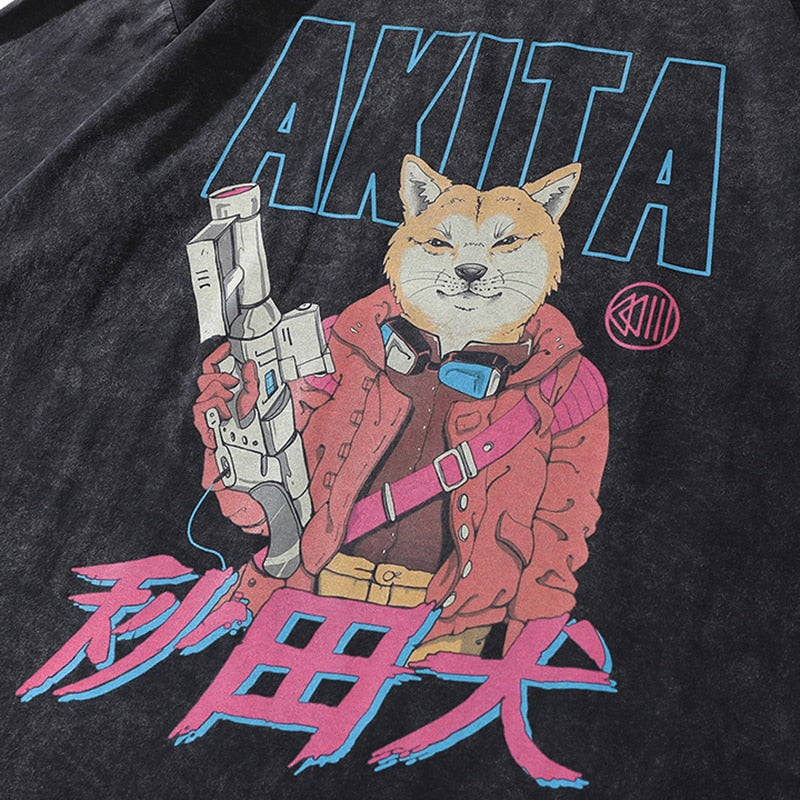 AKITA Cartoon Anime Gun Shooter T-Shirt ,  - Streetwear T-Shirt - Slick Street