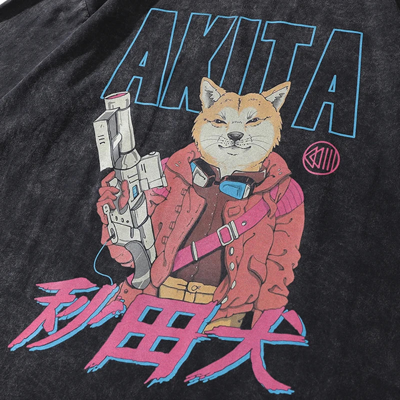 Akita Warrior Anime T-Shirt , - Streetwear T-Shirts - Slick Street