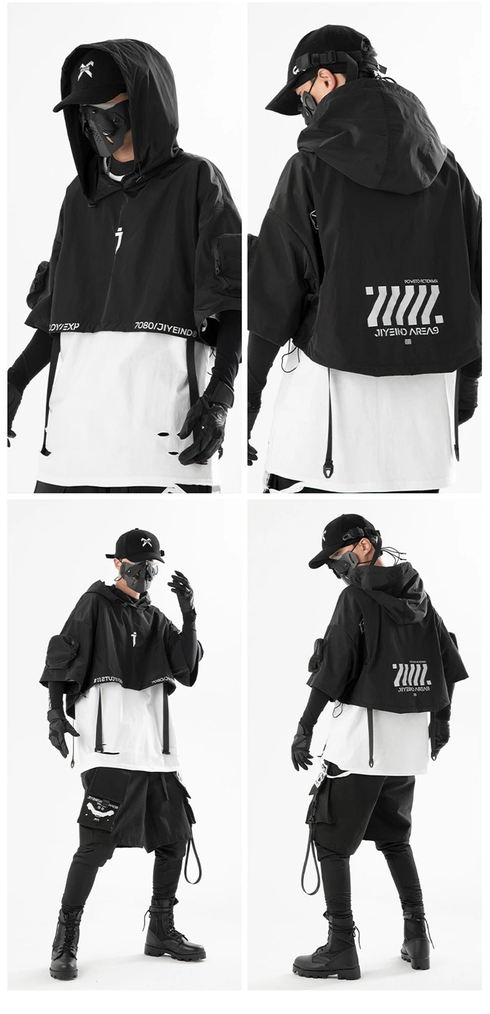 Black Shawl Style Short Sleeve Top Hoodie ,  - Streetwear Hoodie - Slick Street