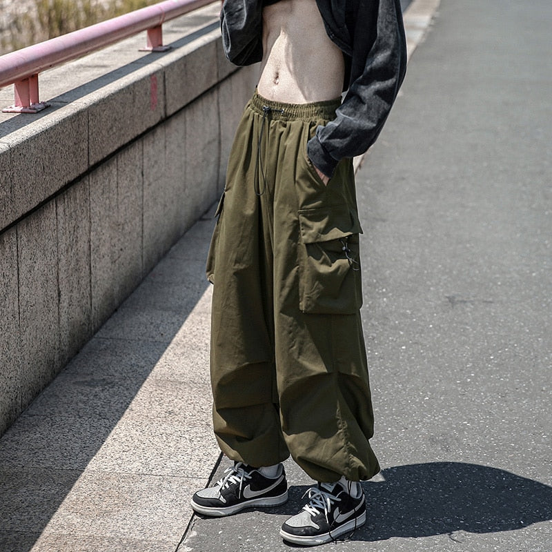 Straight Elastic Ankle Style Baggy Pants ,  - Streetwear Pants - Slick Street