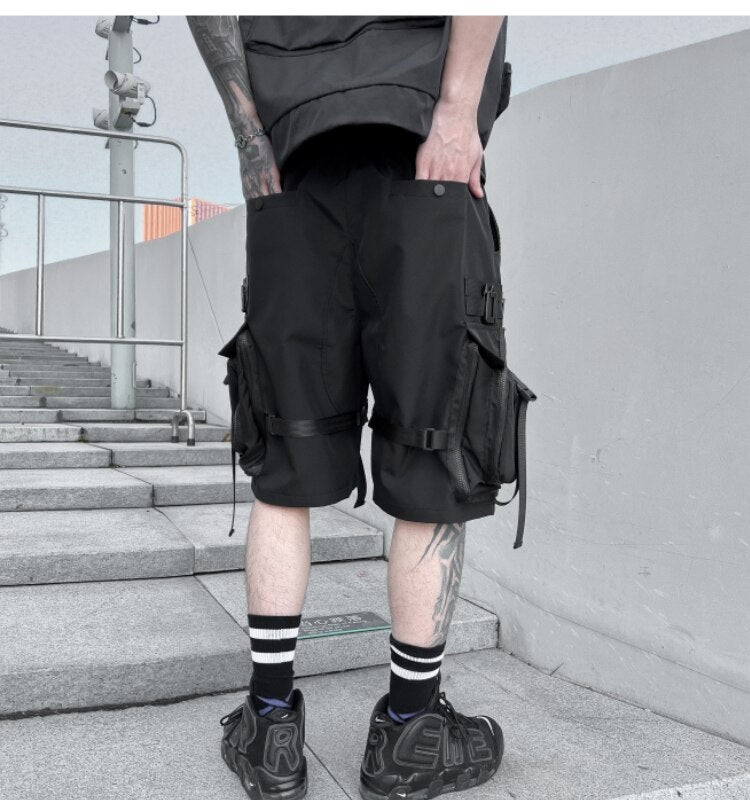 Techwear Streetwear Ribbons Baggy Shorts ,  - Streetwear Shorts - Slick Street