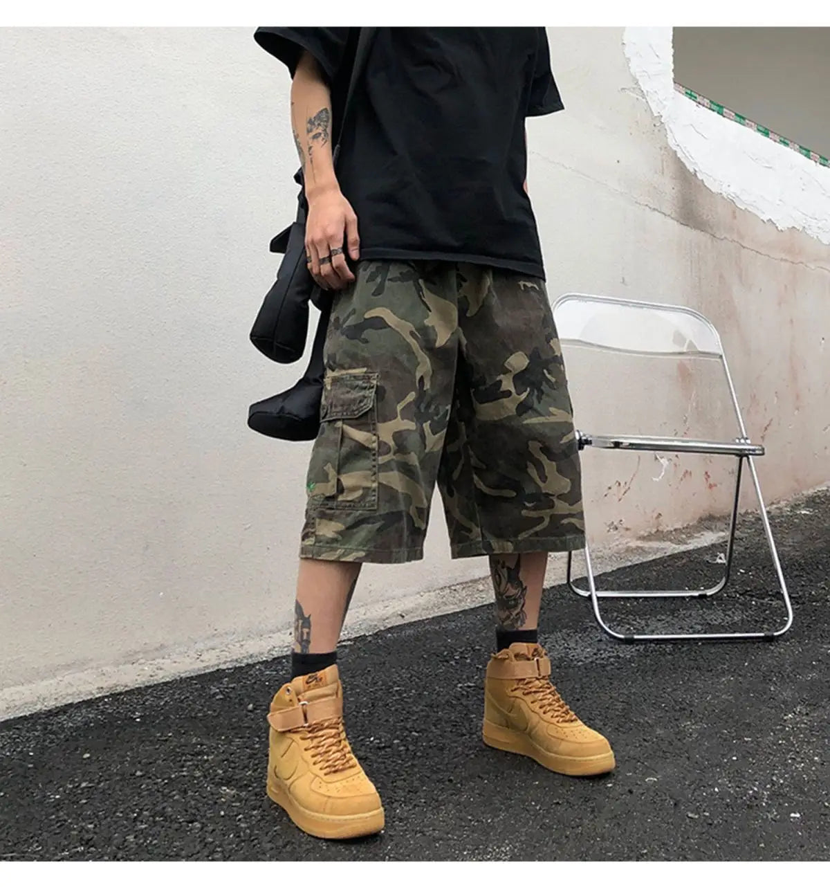 Y2K Camouflage Baggy Shorts , - Streetwear Shorts - Slick Street