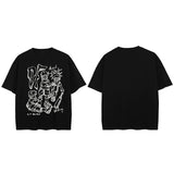 Y2K Anime Aesthetic Cartoon Pullover T-Shirt Black, S - Streetwear T-Shirts - Slick Street