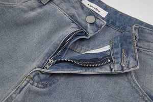 Rhinestone Denim Ripped Shorts , - Streetwear Shorts - Slick Street