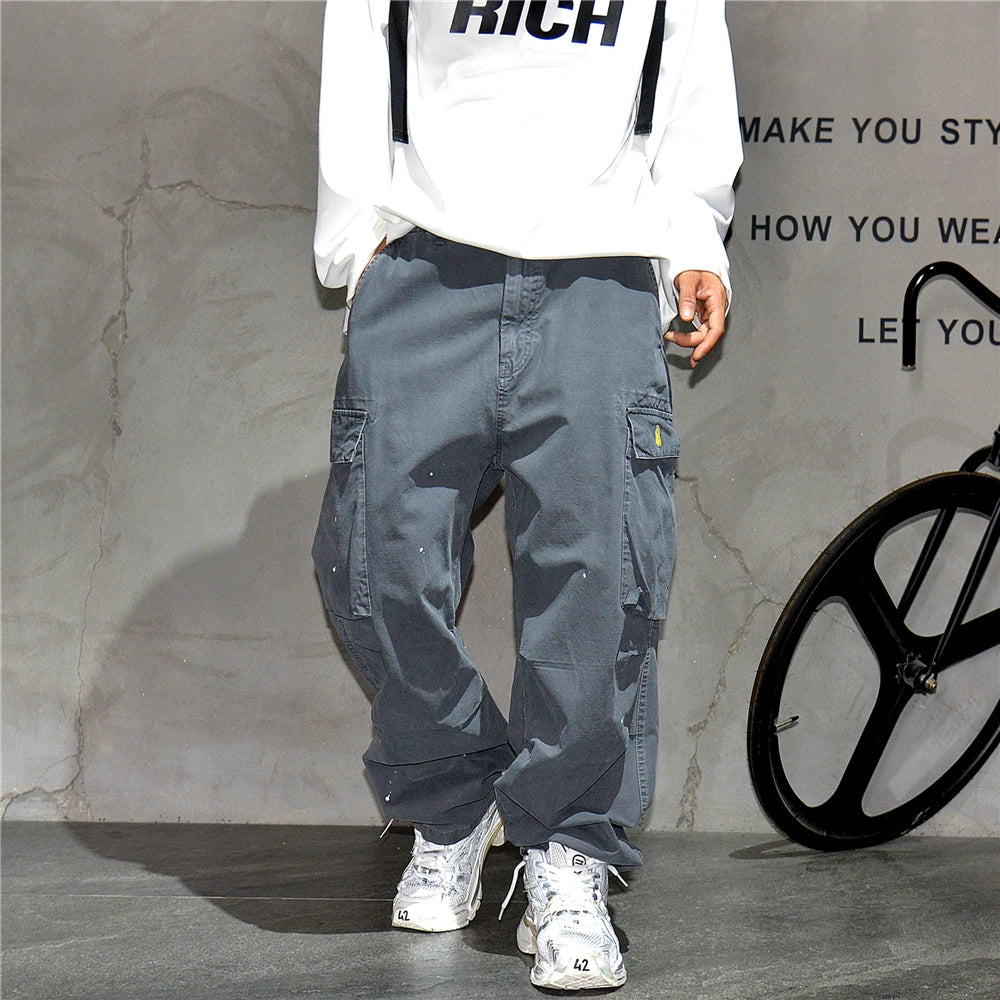 Paint Splash Multi Pockets Pants , - Streetwear Pants - Slick Street