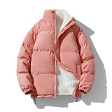 Self Color Zipper Padded Jacket Pink, XS - Streetwear Jacket - Slick Street