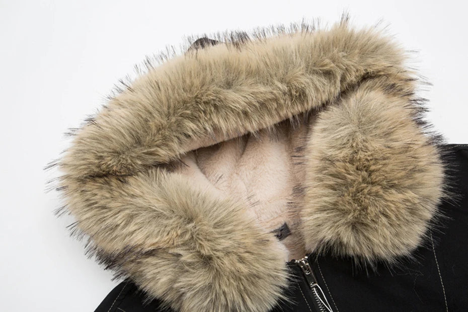 Fur Collar Parka Fleece Jacket , - Streetwear Jacket - Slick Street