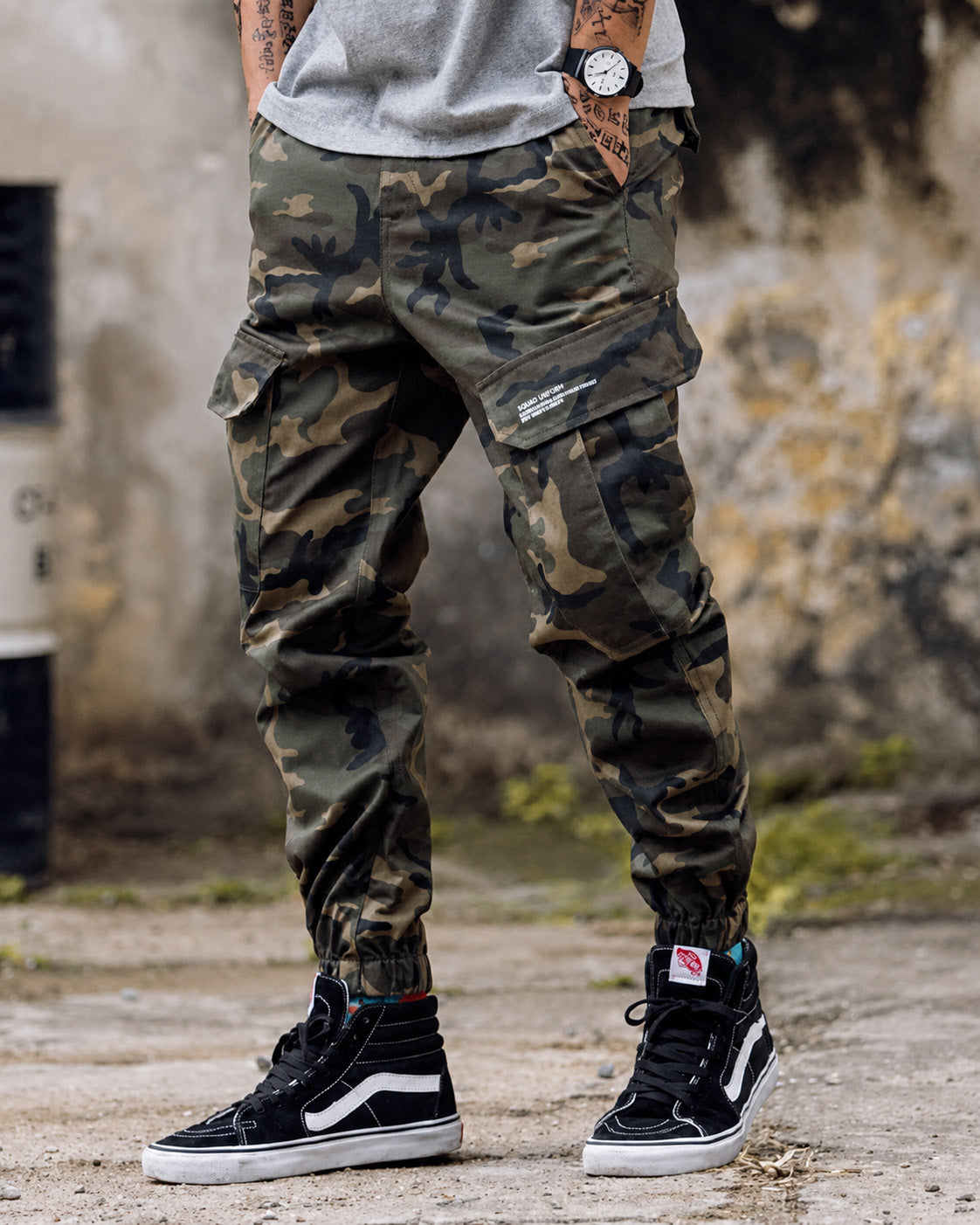 Tactical Camo Cargo Pants , - Streetwear Cargo Pants - Slick Street