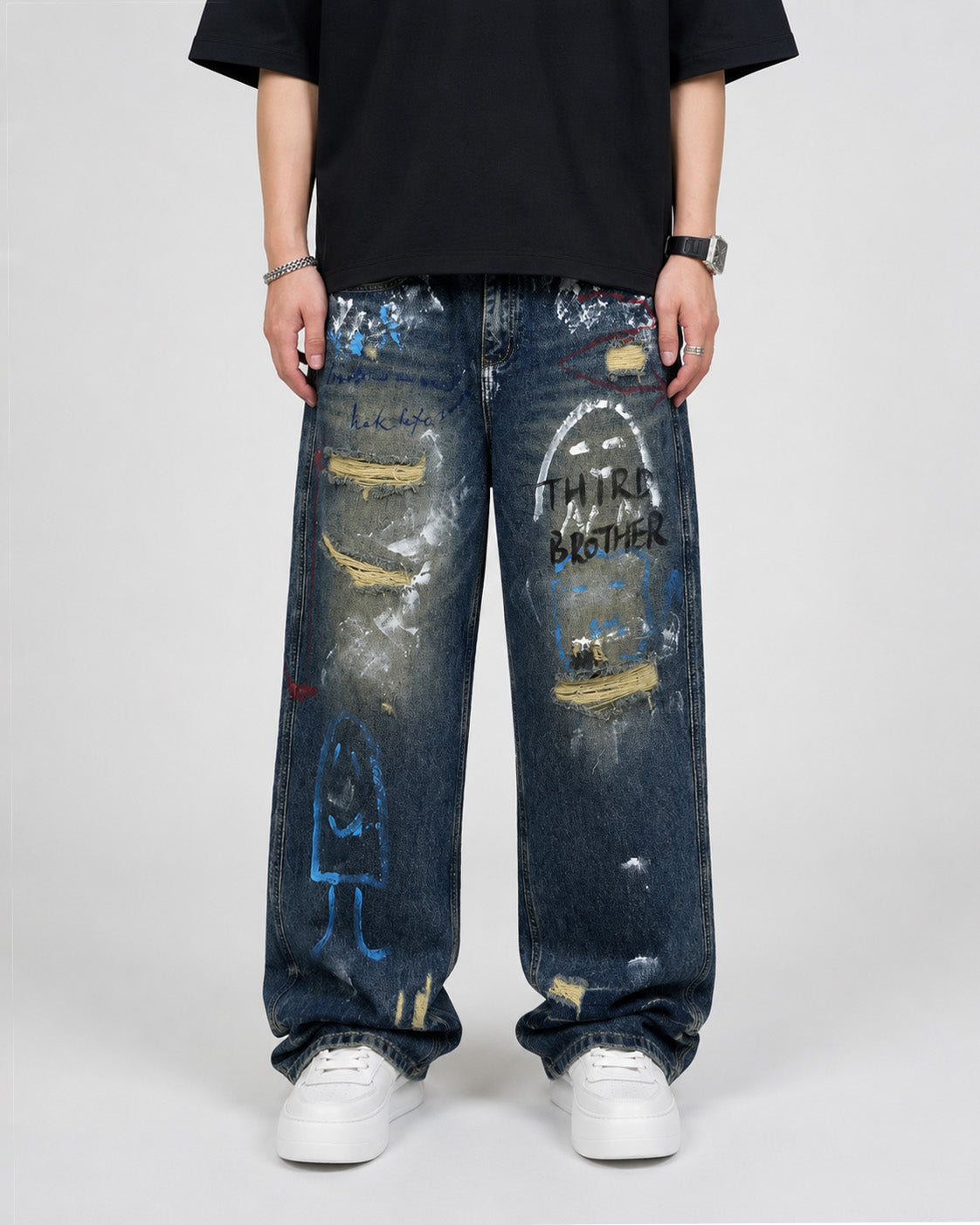 Third Brother Ripped Denim Jeans , - Streetwear Jeans - Slick Street